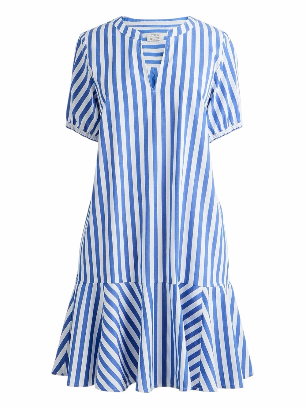 J. Crew Cotton Striped Mini Shirt-Dress in White Bight Grotto. Size 12.